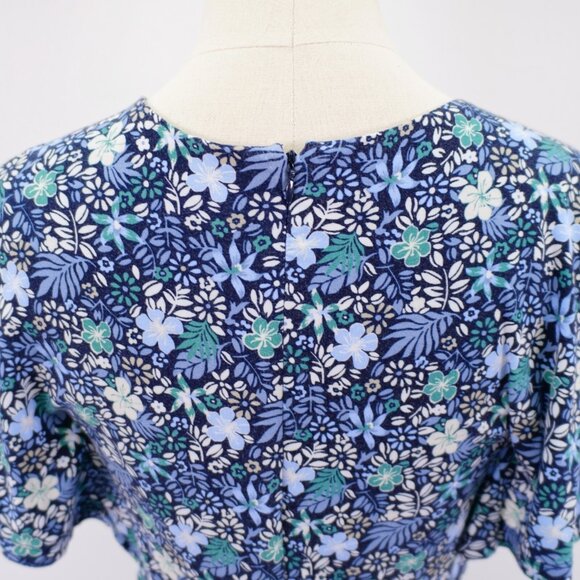 Ann Taylor Loft Blue Green Round Neck Flutter Split Short Sleeve Sleeve Dress 2 - Picture 7 of 11